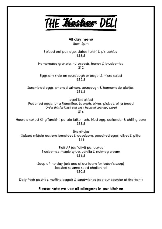 All Day Food Menu is BACK!!