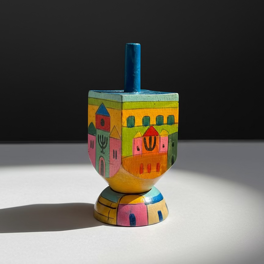 DREIDEL ON STAND HAND PAINTED YAIR EMANUEL