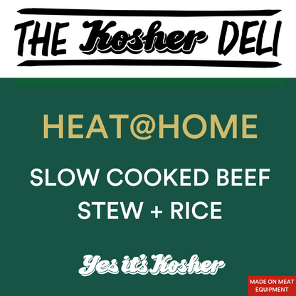 Slow cooked beef stew + rice