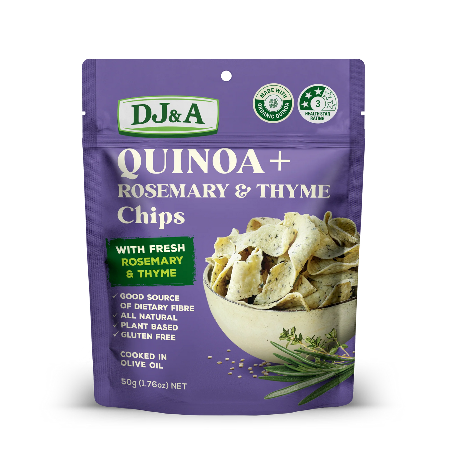DJ&A QUINOA CHIPS Rosemary & thyme 50G